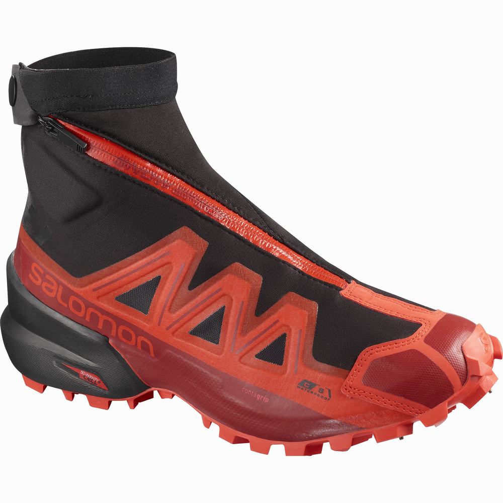 Chaussures Trail Running Salomon Snowspike Climasalomon™ Imperméables Homme Noir Rouge | France-2794108