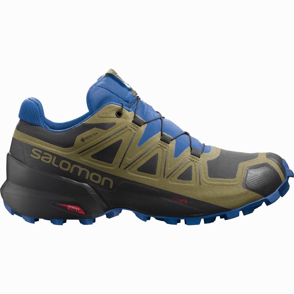 Chaussures Trail Running Salomon Speedcross 5 Gore-tex Homme Noir Vert | France-1457968