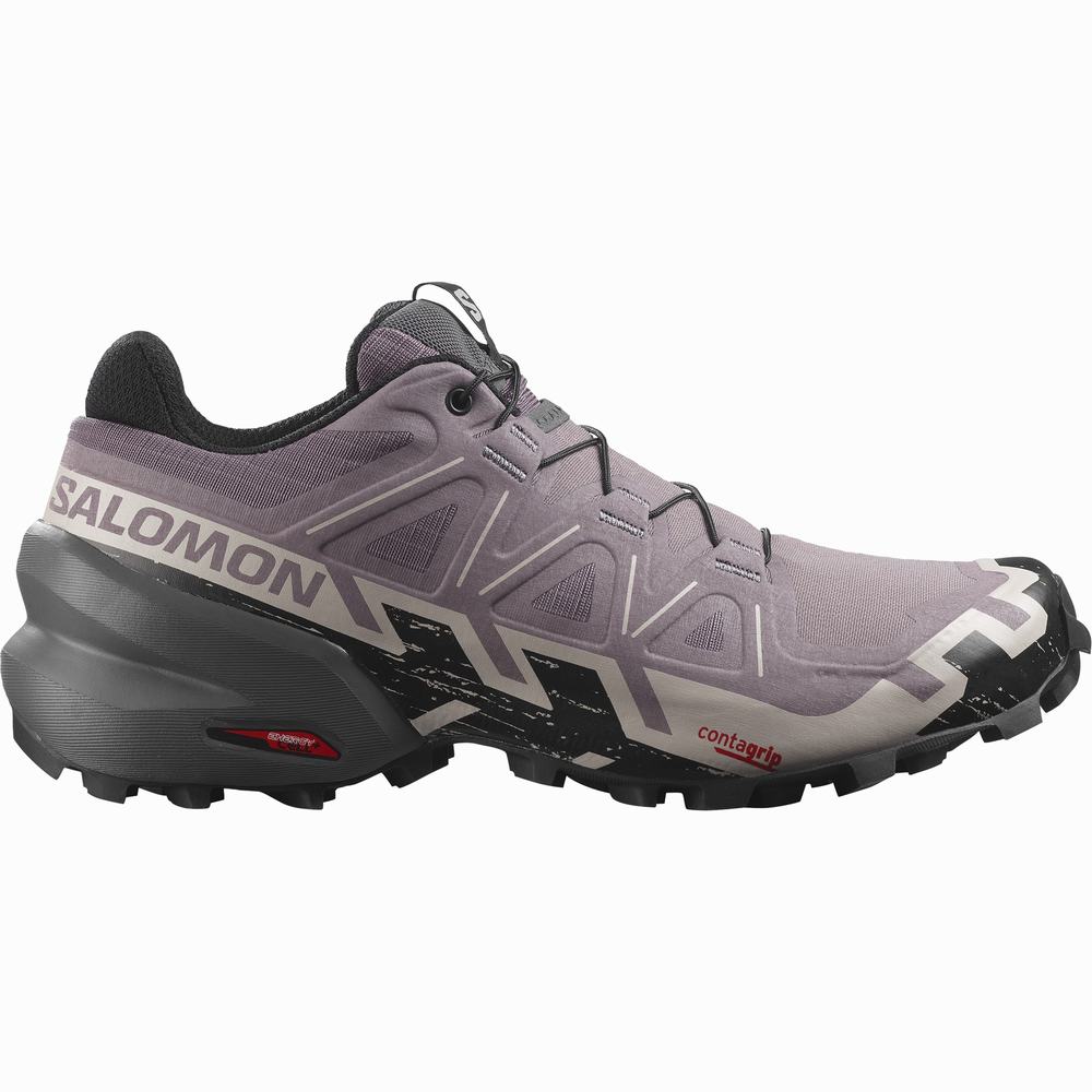Chaussures Trail Running Salomon Speedcross 6 Larges Femme Noir Grise Rose | France-3621798