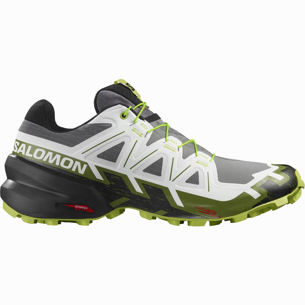 Chaussures Trail Running Salomon Speedcross 6 Homme Noir Blanche Vert Clair | France-3729560