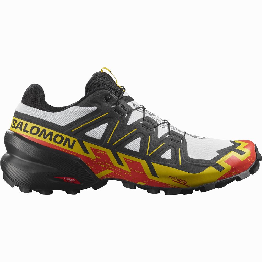 Chaussures Trail Running Salomon Speedcross 6 Homme Blanche Noir Jaune | France-7562914